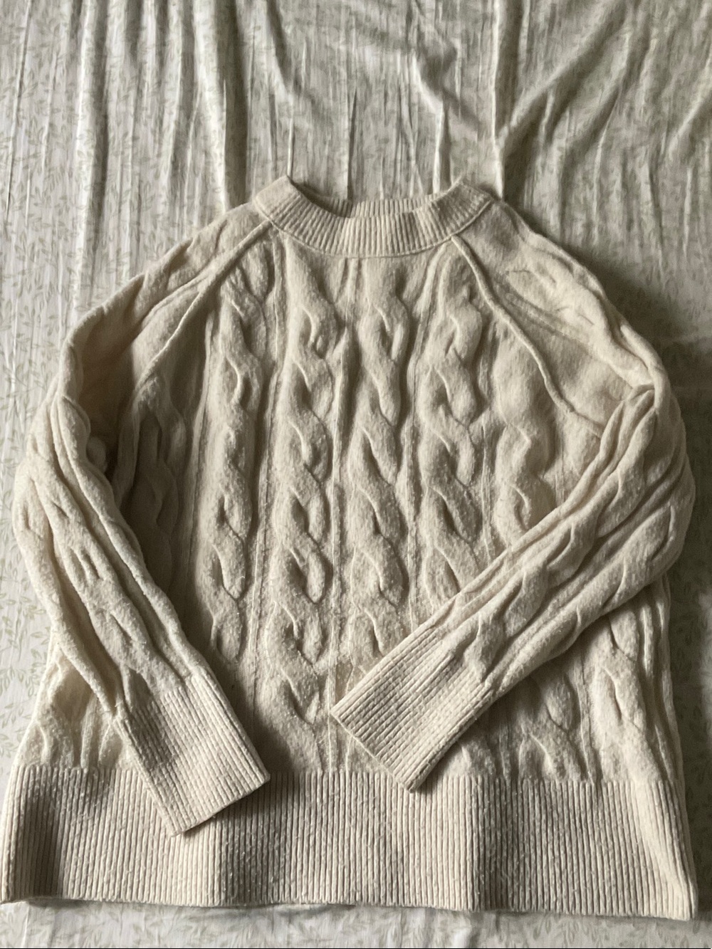 aerie Cream Cable-Knit Crewneck Sweater